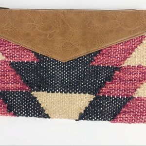 unknown Bags - Aztec Print Jute Cotton Wristlet Southwest unknown Bags - Aztec Print Jute Cotton Wristlet Southwest